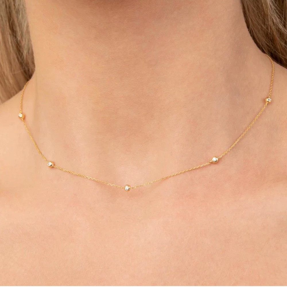 Solid 14k gold and diamond necklace